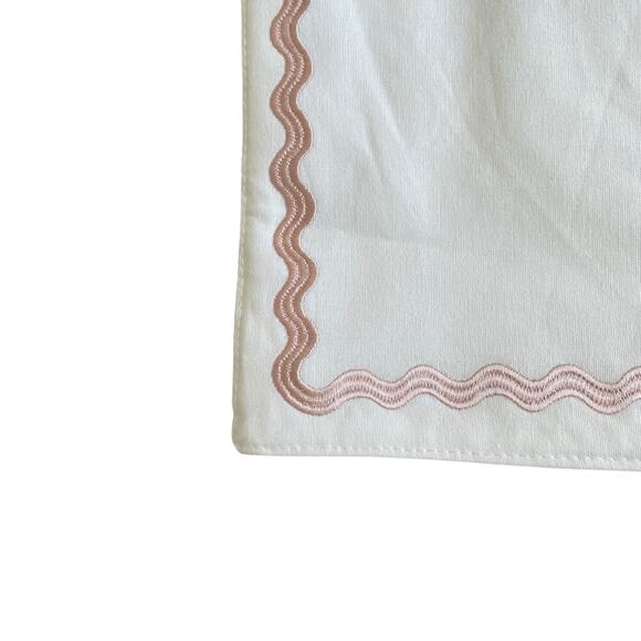 VALERIE AMELIA White Pink Ric Rack Trim Cotton Placemats 13x19 Set of 4 NEW - Picture 6 of 12